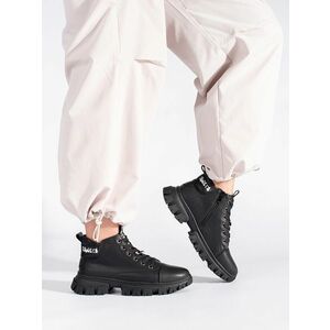 Botine negre exclusiviste pentru femei cu toc plat imagine