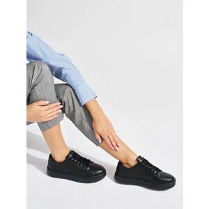Adidași de designer pentru femei negri pe platformă imagine