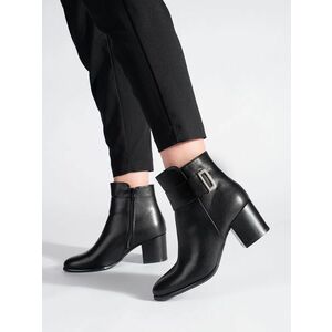 Botine negre la modă pentru femei pe un toc lat imagine