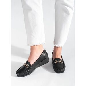 Mocasini negri de lux pentru femei pe pană imagine