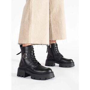 Botine clasice pentru femei negre pe platformă imagine