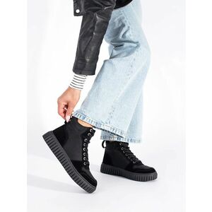 Botine de lux pentru femei negre pe platformă imagine