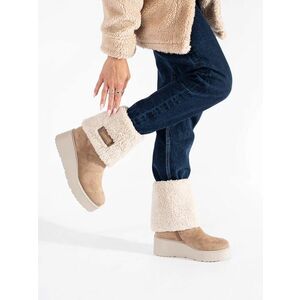 Botine confortabile pentru femei de culoare bej pe cuantă imagine