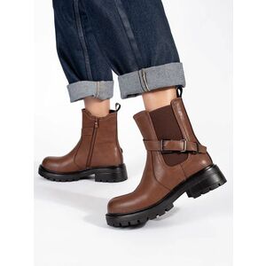 Botine maro confortabile pentru femei pe platformă imagine