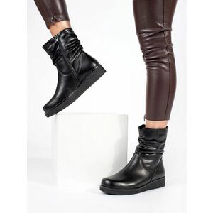 Cizme de gleznă de designer pentru femei, negre, pe cuantă imagine