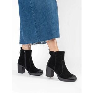 Botine negre de designer pentru femei cu toc lat imagine