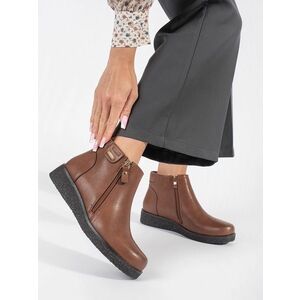 Cizme maro elegante pentru femei cu toc plat imagine