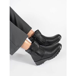 Botine negre confortabile pentru femei fără toc imagine