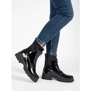 Botine de lux pentru femei negre pe platformă imagine