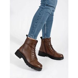 Botine elegante pentru femei cu platformă maro închis imagine