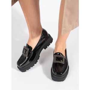 Mocasini negri confortabili cu platformă pentru femei imagine