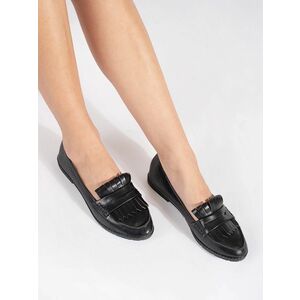 Mocasini negri confortabili pentru femei fără toc imagine