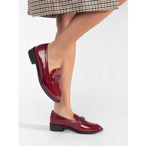 Mocasini burgundy interesanți pentru femei pe un toc lat imagine