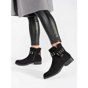Excelente cizme de gleznă pentru femei negru toc plat imagine
