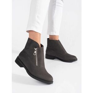 Botine gri la modă pentru femei fără toc imagine