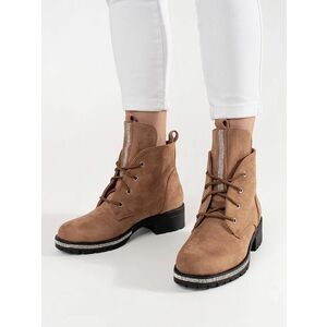 Botine confortabile pentru femei bej fără toc imagine