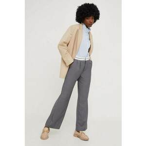 Answear Lab pantaloni femei, culoarea gri, lat, high waist imagine