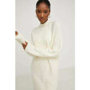 Answear Lab pulover de lana culoarea alb, cu turtleneck imagine