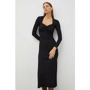 BA&SH rochie culoarea negru, midi, mulată imagine