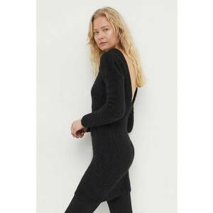 BA&SH rochie din lana culoarea negru, mini, mulată imagine