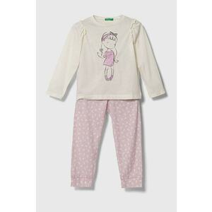 United Colors of Benetton pijama copii culoarea bej, modelator imagine