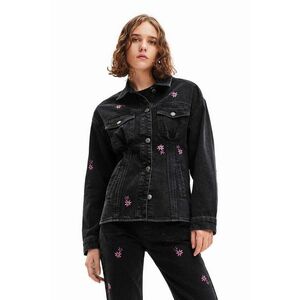 Desigual geacă din denim 23WWED33 WOMAN DENIM TRUCKER JACKET femei, culoarea negru, de tranziție imagine