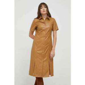 Dkny rochie culoarea maro, midi, dreaptă imagine