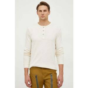G-Star longsleeve din bumbac culoarea bej, uni imagine