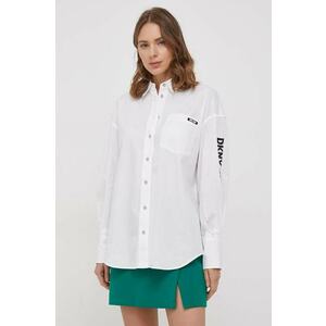 Dkny camasa din bumbac femei, culoarea alb, cu guler clasic, relaxed, E31M1RDM imagine