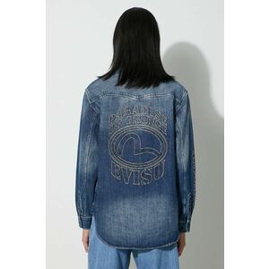 Evisu cămașă din denim Seagull Appolique bărbați, cu guler clasic, relaxed, 2EAHTM3SL8012RXCT imagine
