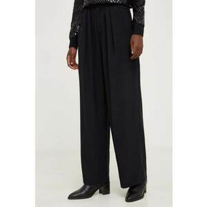 Answear Lab pantaloni femei, culoarea negru, lat, high waist imagine