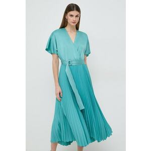 BOSS rochie culoarea turcoaz, midi, evazată 50509057 imagine