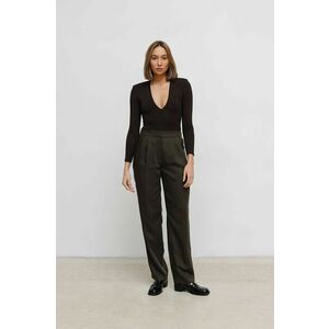 Saint Body pantaloni femei, culoarea maro, lat, high waist imagine
