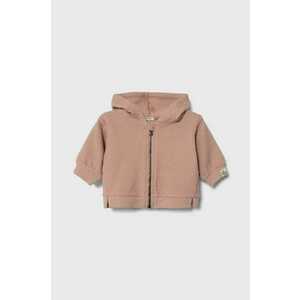 United Colors of Benetton bluza bebe culoarea roz, cu glugă, neted imagine