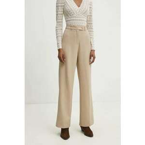 Answear Lab pantaloni femei, culoarea bej, drept, high waist imagine