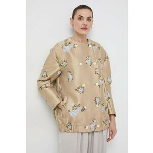 Custommade geaca Filina femei, culoarea bej, de tranzitie, oversize imagine