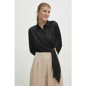 Answear Lab cămașă femei, culoarea negru, cu guler clasic, regular imagine
