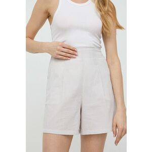 Max Mara Leisure pantaloni scurți din bumbac culoarea bej, cu model, high waist 2416140000000 imagine
