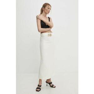 Answear Lab fustă culoarea bej, midi, drept imagine