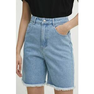 Answear Lab pantaloni scurti jeans femei, neted, high waist imagine
