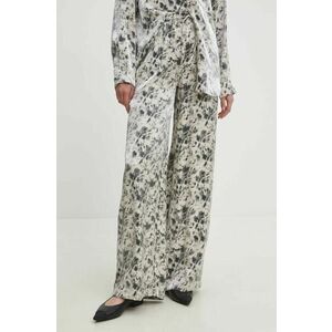 Answear Lab pantaloni femei, culoarea bej, lat, high waist imagine