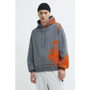 A-COLD-WALL* hanorac de bumbac Brushstroke Hoodie barbati, culoarea gri, cu glugă, cu imprimeu, ACWMW183 imagine