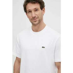Lacoste tricou din bumbac barbati, culoarea alb, neted, TH7318 imagine