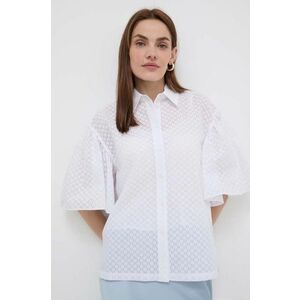 Karl Lagerfeld camasa femei, culoarea alb, cu guler clasic, relaxed imagine