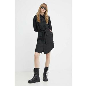 G-Star rochie din amestec de in culoarea negru, mini, evazată imagine