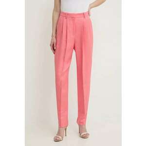 BOSS pantaloni din in culoarea violet, drept, high waist 50512869 imagine
