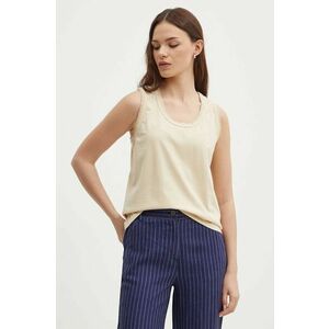 United Colors of Benetton top din bumbac culoarea bej imagine