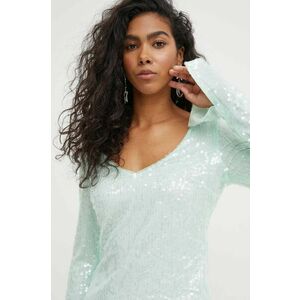 Rotate bluza femei, culoarea verde, neted imagine
