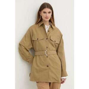 Weekend Max Mara palton cu un amestec de in culoarea bej, de tranzitie, oversize, 2415041082600 imagine