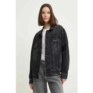 Pepe Jeans geacă din denim BOYFRIEND JACKET femei, culoarea negru, de tranziție, oversized, PL402390XH7 imagine